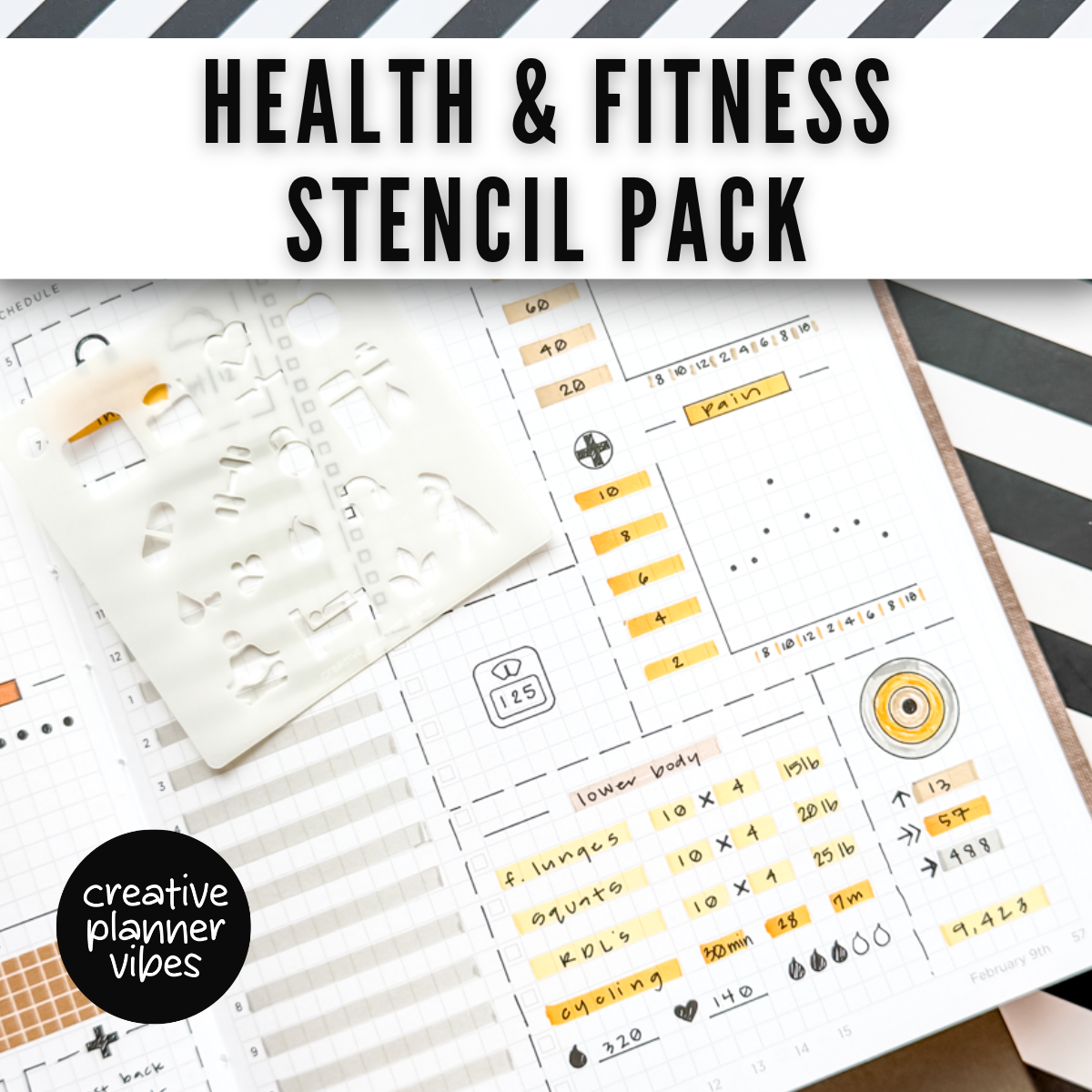 Health & Fitness Tracking Stencils 6-Pack image 8