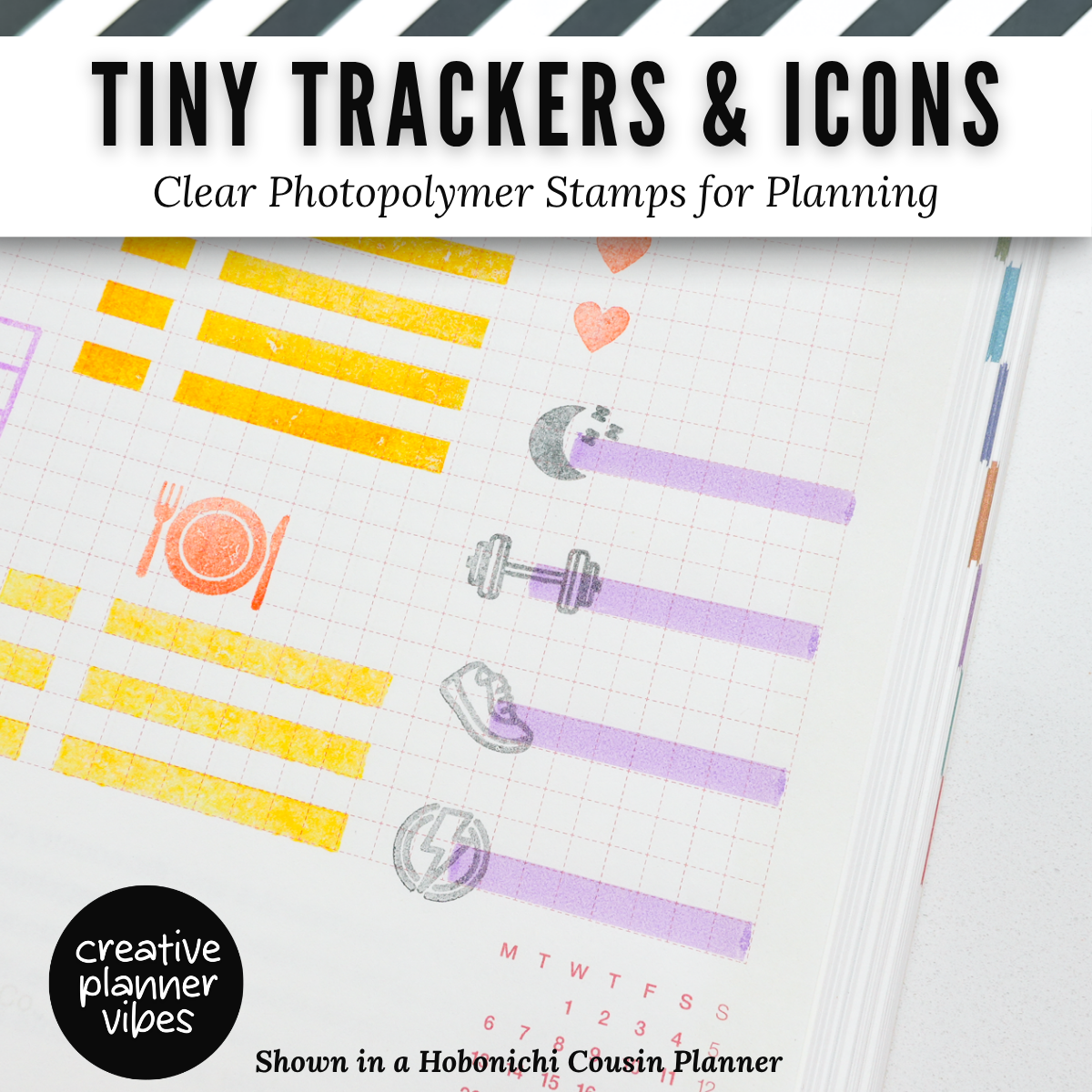 Tiny Trackers & Icons | Clear Photopolymer Stamps for Planning | 4" x 8" image 12