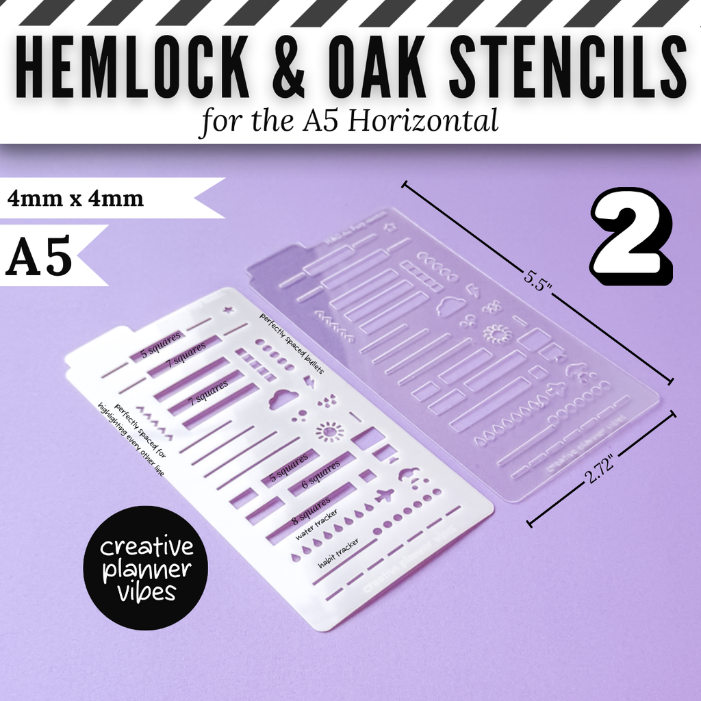 Hemlock & Oak A5 Horizontal Planner Stencils and Full Page Templates image 5