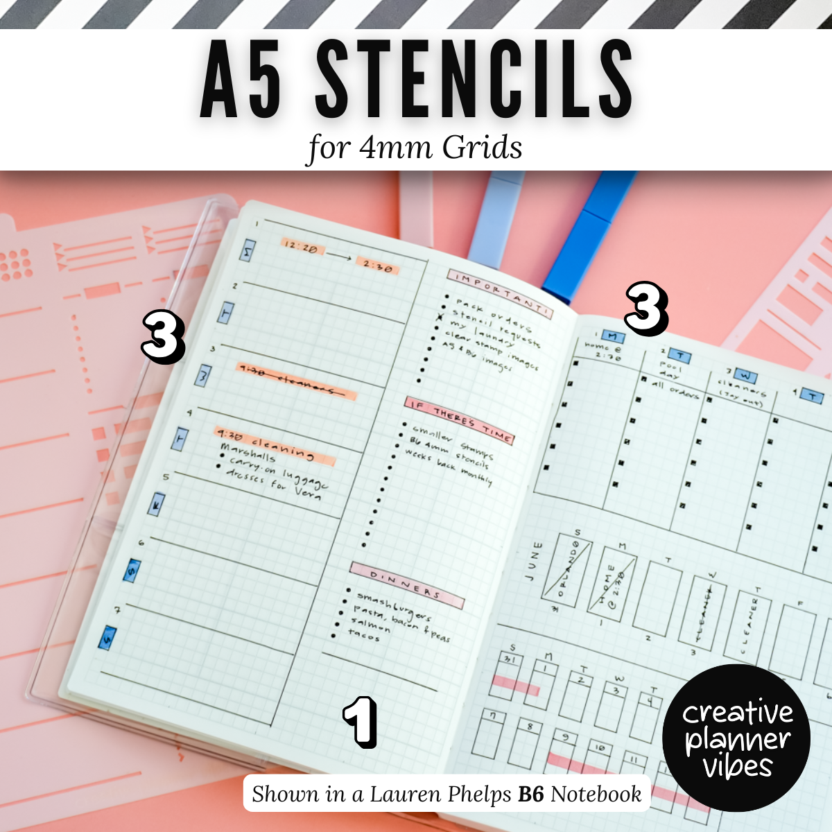 A5 | 4mm Grid Full Page Templates & Stencil image 19