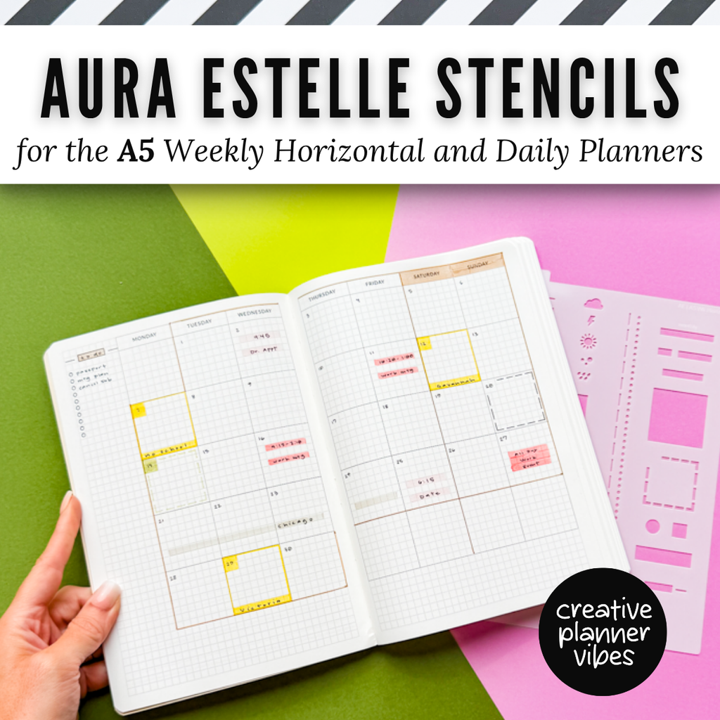 Aura Estelle A5 Horizontal Weekly and A5 Daily Full Page Template Stencils