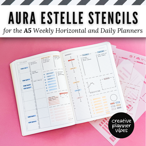 Aura Estelle A5 Horizontal Weekly and A5 Daily Full Page Template Stencils