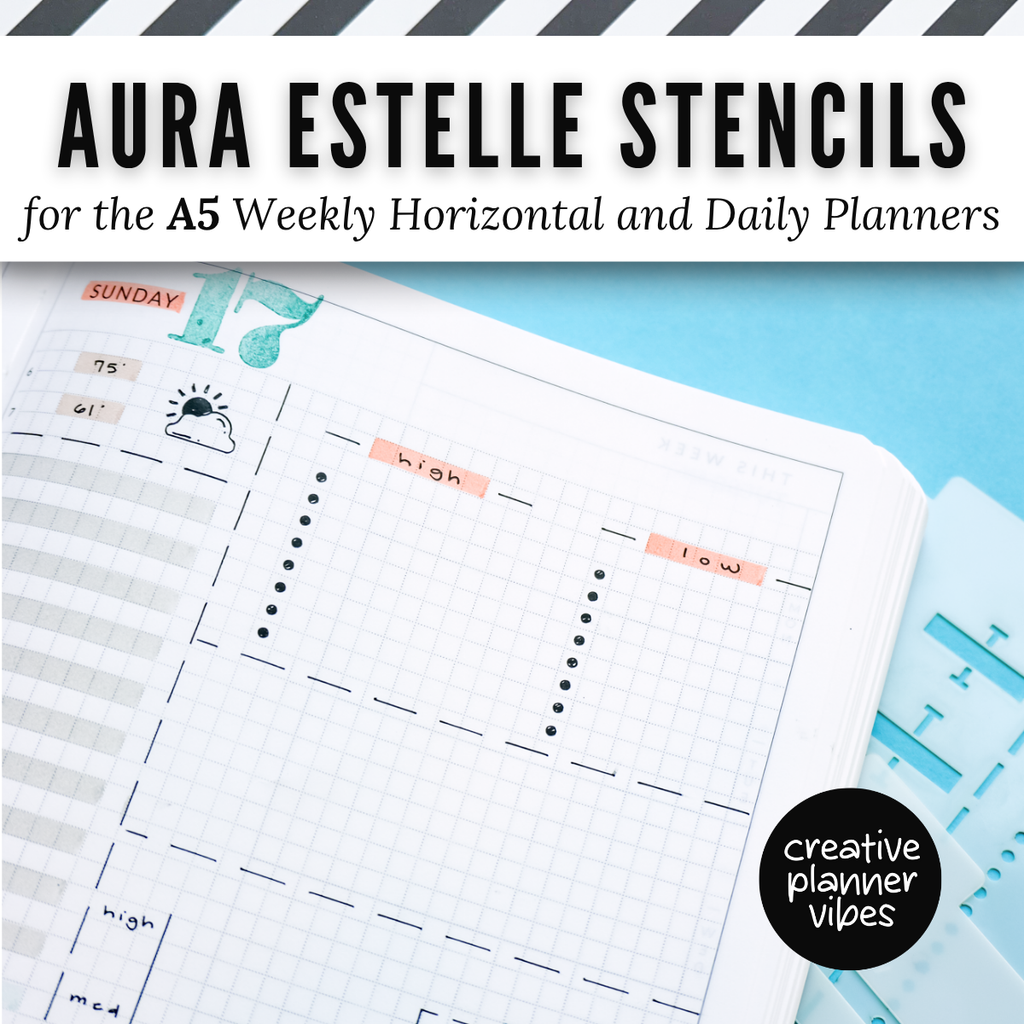 Aura Estelle A5 Horizontal Weekly and A5 Daily Full Page Template Stencils