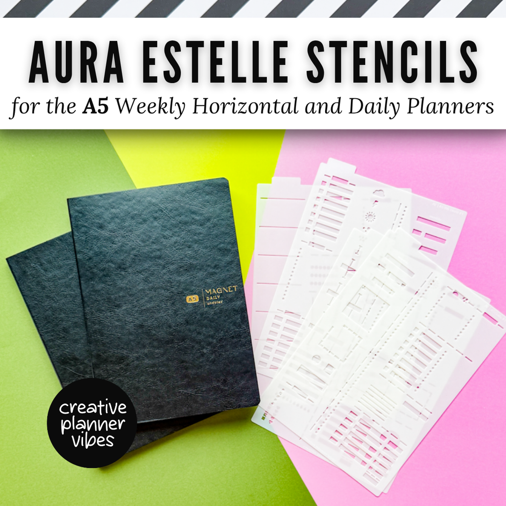 Aura Estelle A5 Horizontal Weekly and A5 Daily Full Page Template Stencils