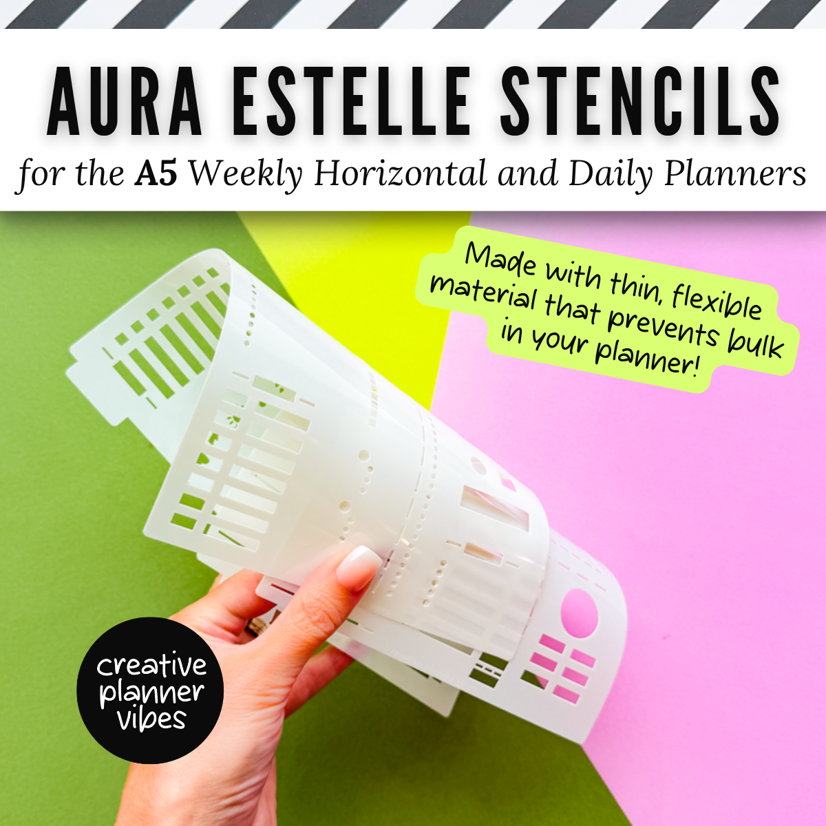 Aura Estelle A5 Horizontal Weekly and A5 Daily Full Page Template Stencils
