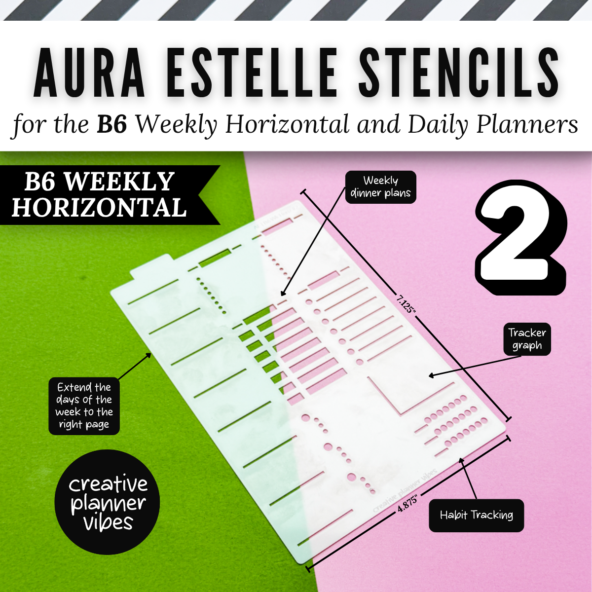 Aura Estelle B6 Horizontal Weekly and B6 Daily Full Page Template Stencils