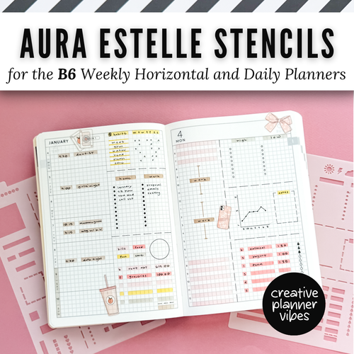 Aura Estelle B6 Horizontal Weekly and B6 Daily Full Page Template Stencils