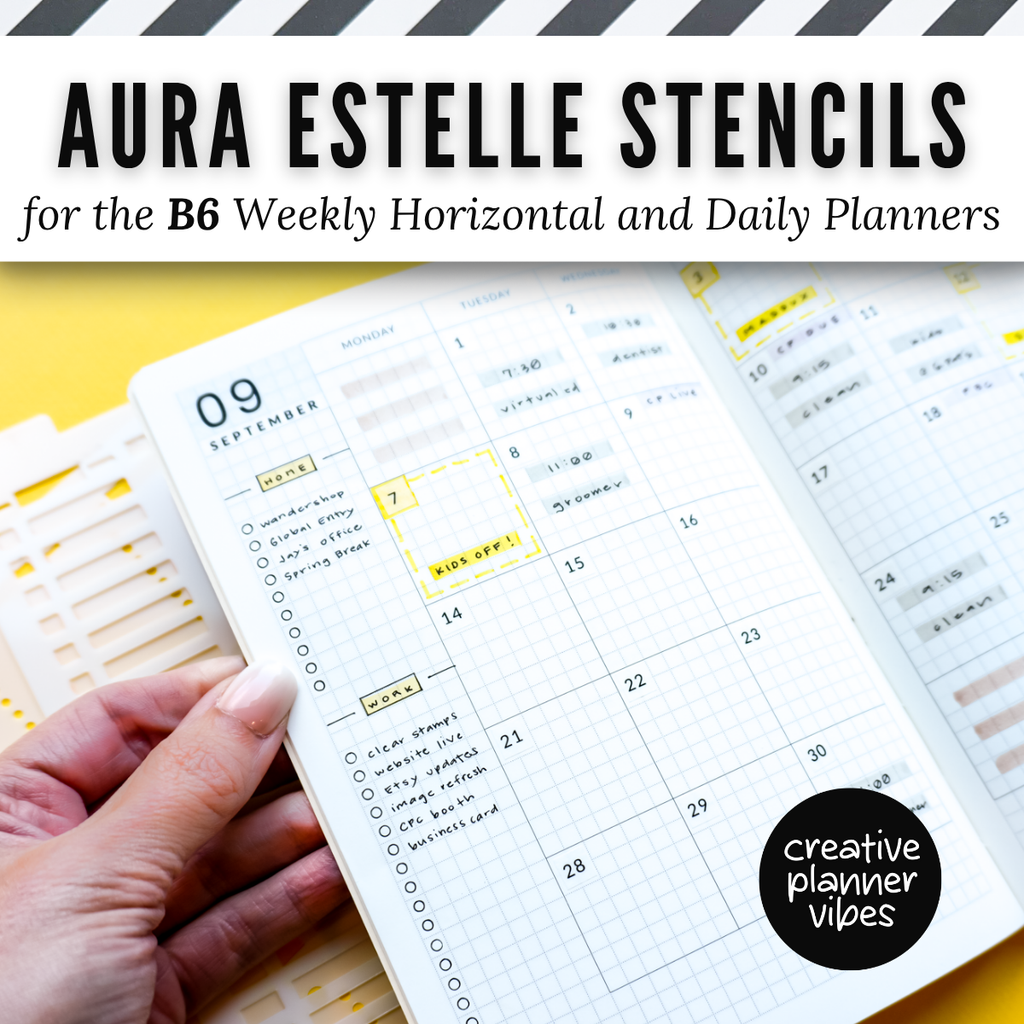 Aura Estelle B6 Horizontal Weekly and B6 Daily Full Page Template Stencils