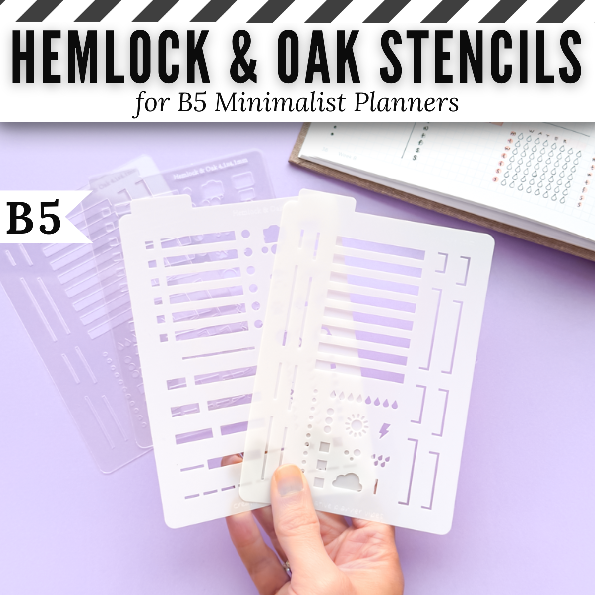 Hemlock & Oak B5 Minimalist Planner Stencils