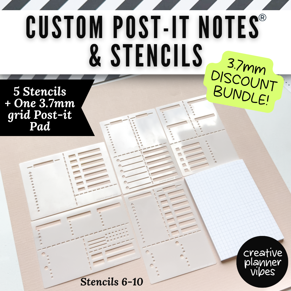 Custom Post-it Notes® & Coordinating Stencils | 4" x 3"