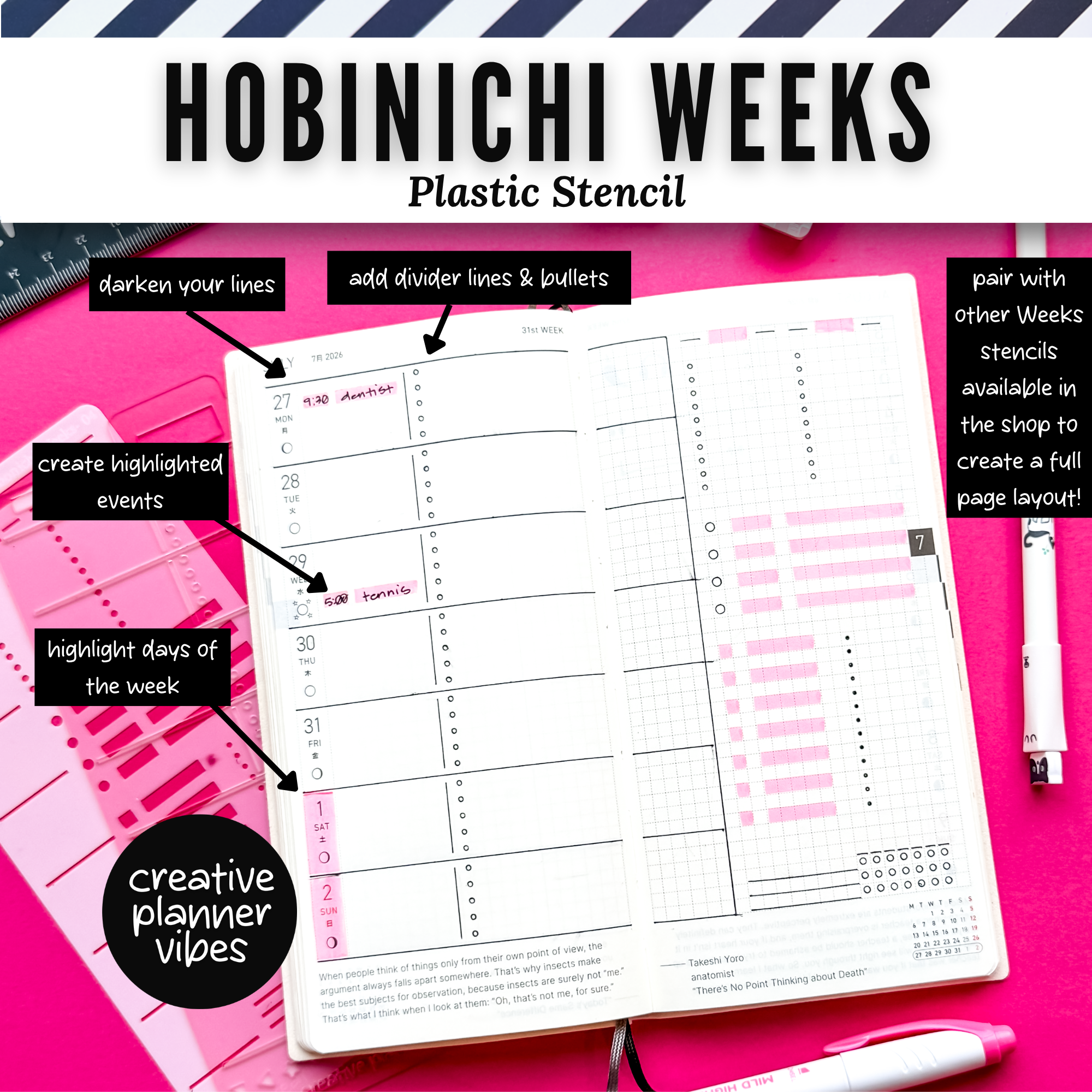Hobonichi Weeks Plastic Stencil