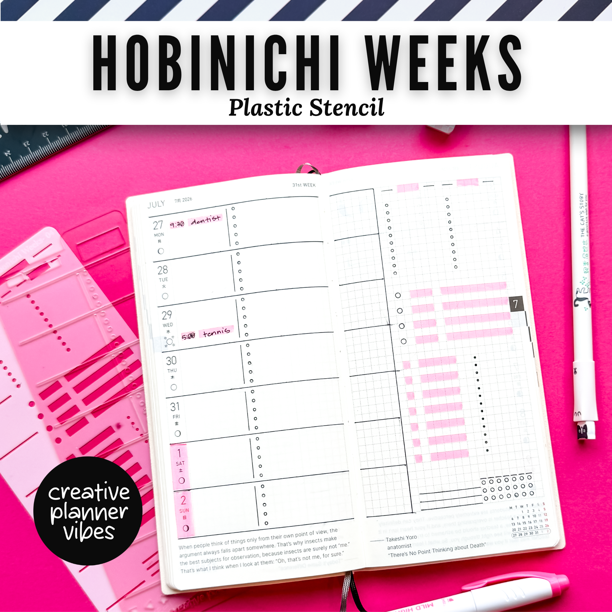 Hobonichi Weeks Plastic Stencil