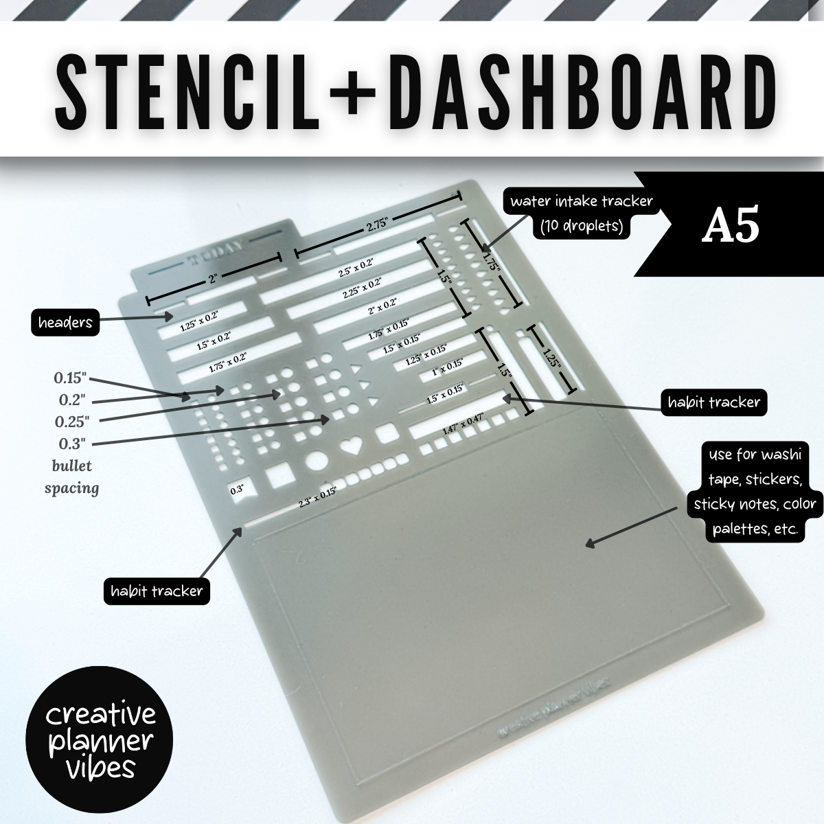 Stencil + Dashboard | Hobonichi Weeks & Cousin, A5, TN, B6 Planners, Journals and Notebooks image 9