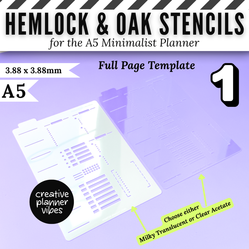 Hemlock & Oak A5 Minimalist Planner Stencils and Full Page Templates image 2