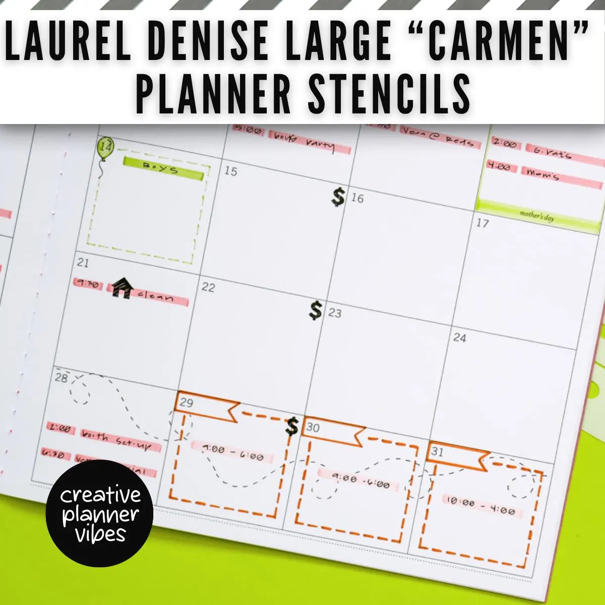 Laurel Denise Large "Carmen" Planner Stencils image 9