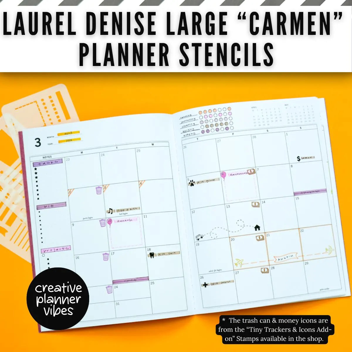 Laurel Denise Large "Carmen" Planner Stencils image 10
