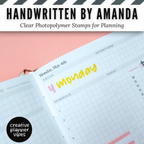 Handwritten by Amanda | Clear Photopolymer Stamps for Planning | 4" x 8" image 5