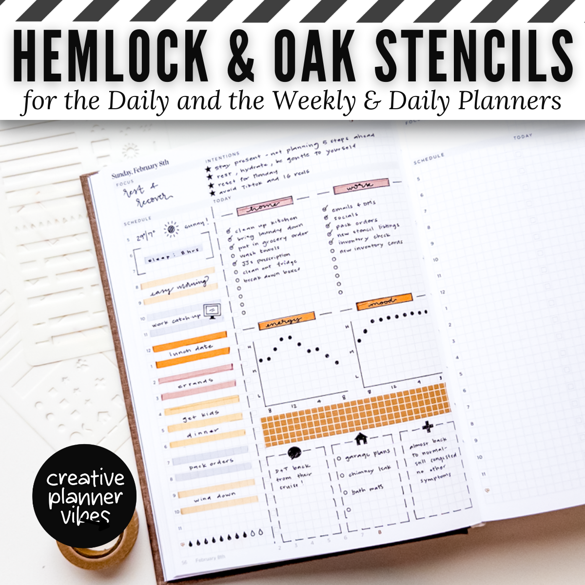 Hemlock & Oak Daily and Weekly & Daily Planner Stencils image 4