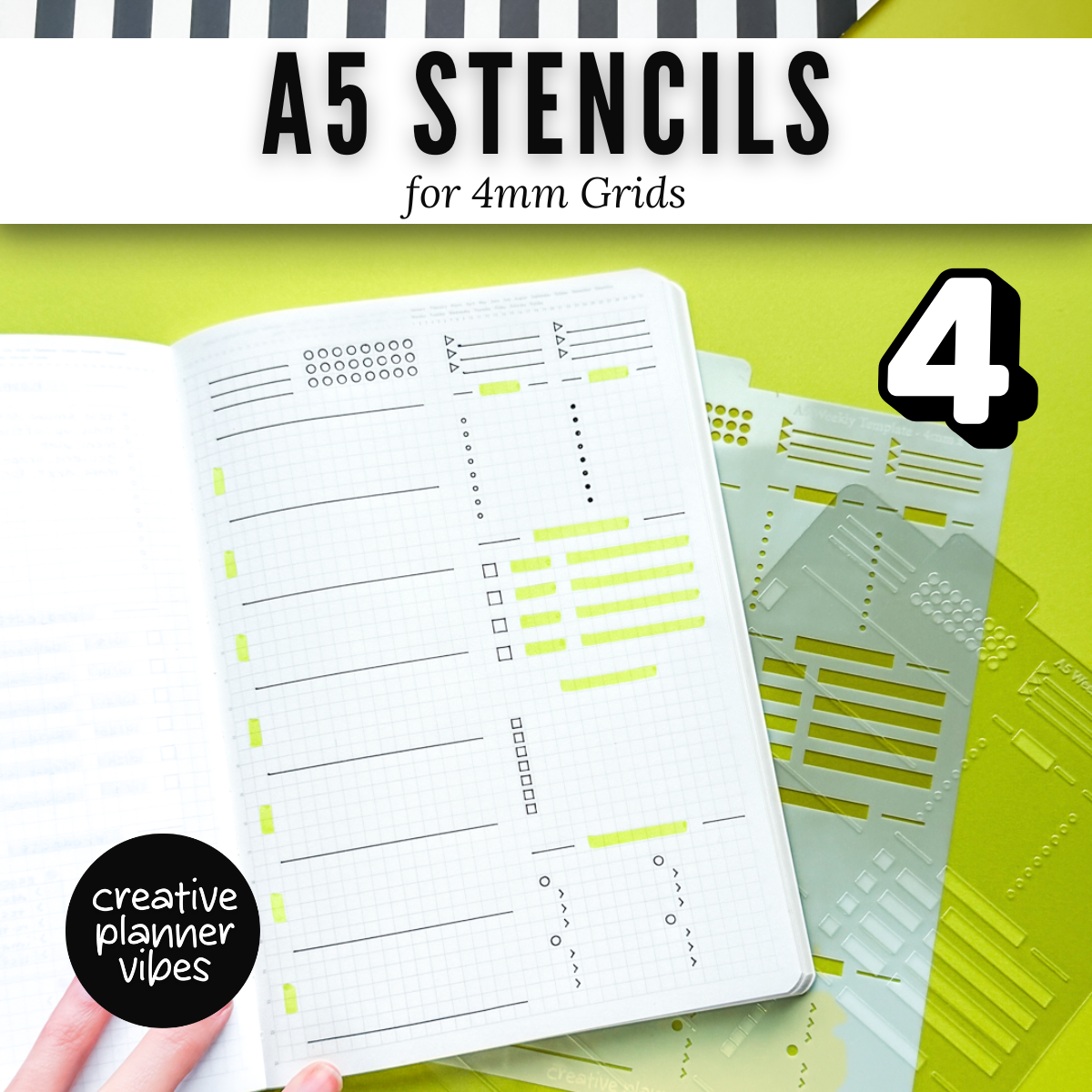 A5 | 4mm Grid Full Page Templates & Stencil image 10