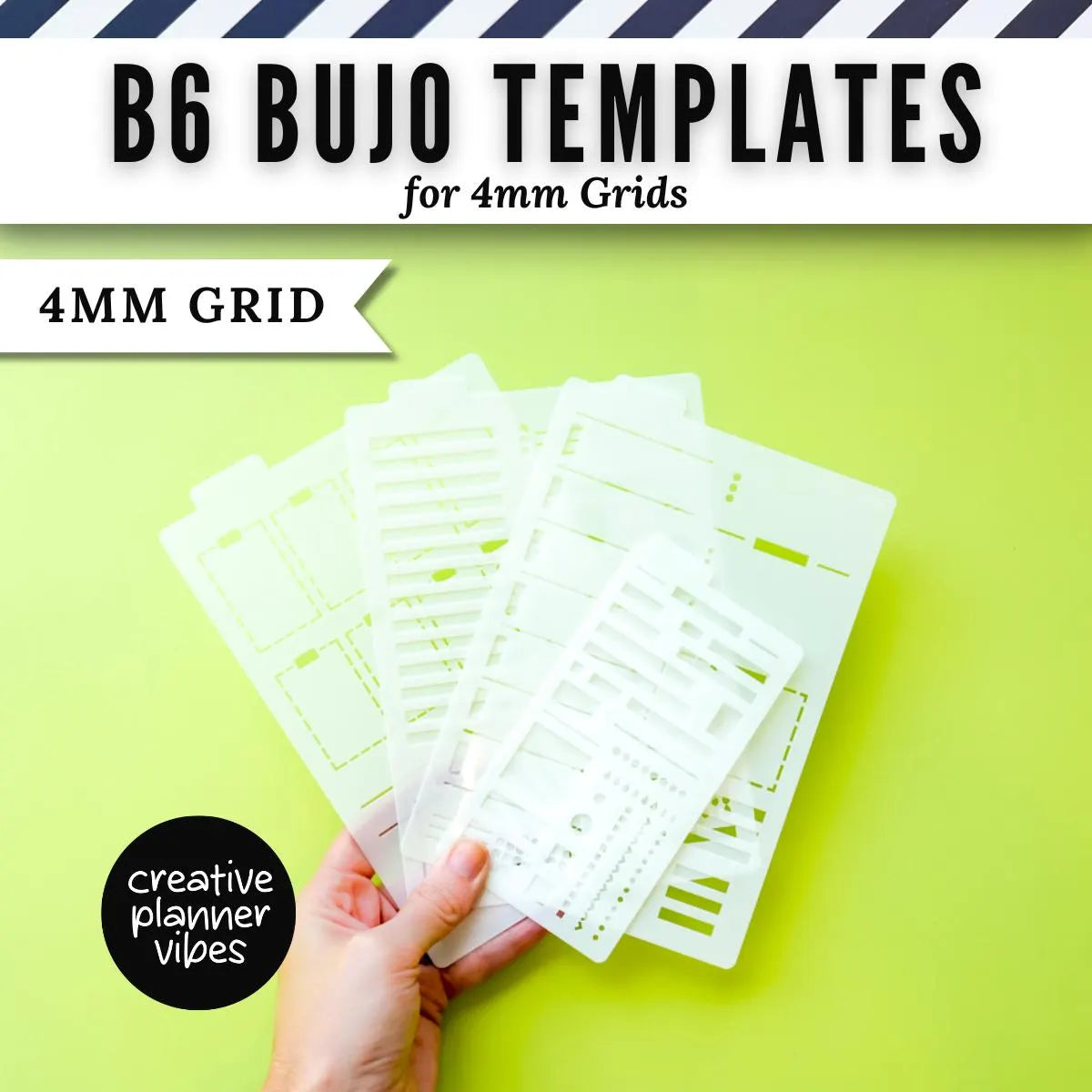 B6 Size | 4mm Grid Full Page Templates & Stencils for Planners, Notebooks, Bullet Journals image 0