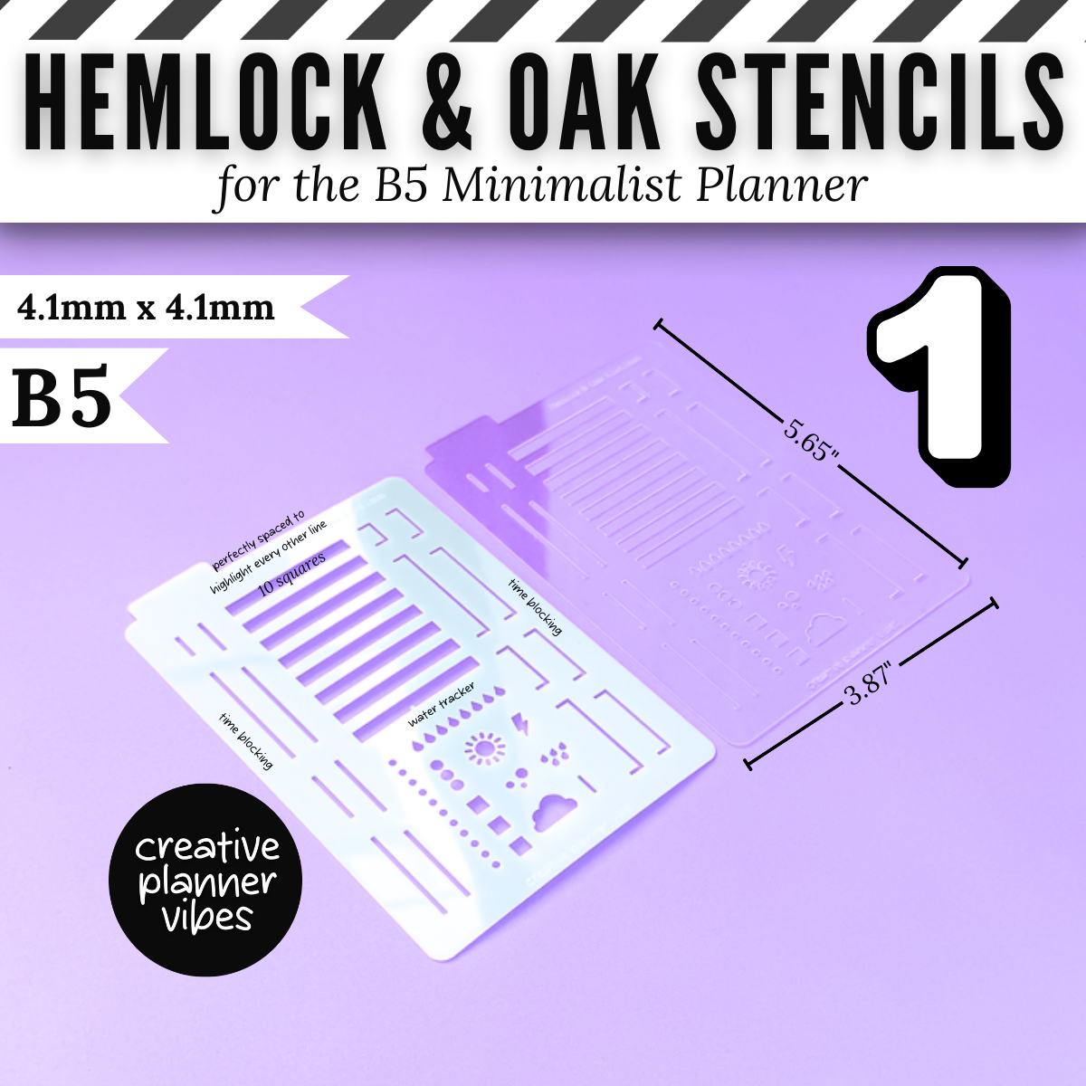 Hemlock & Oak B5 Minimalist Planner Stencils image 5