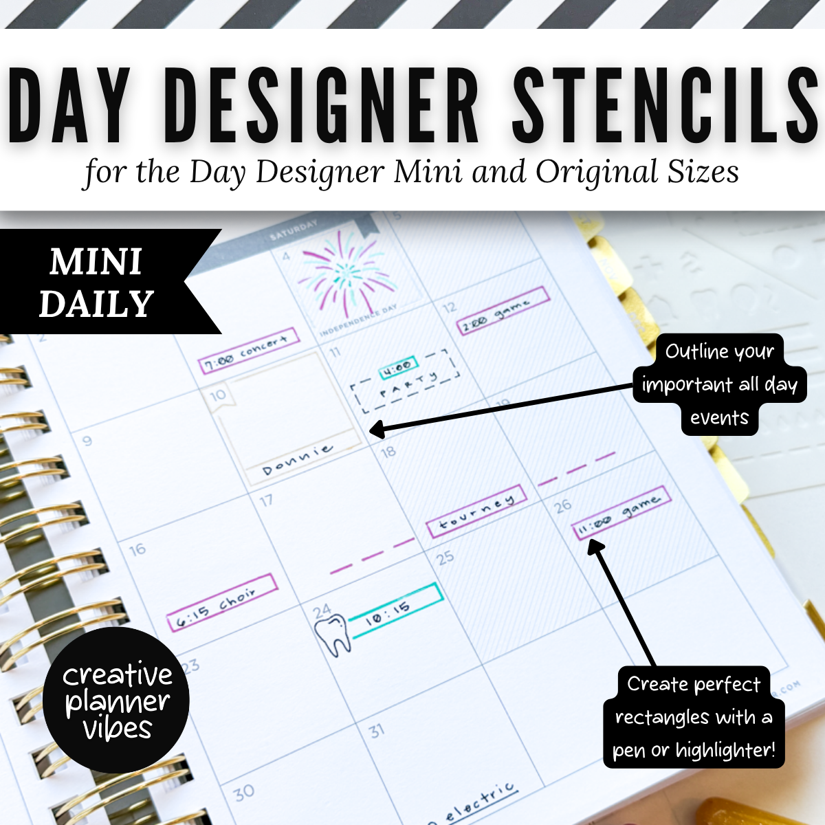 Day Designer Planner Stencils | Mini & Original | Weekly and Daily image 6