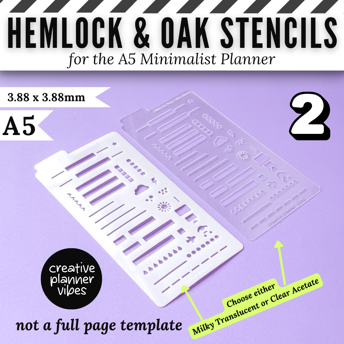 Hemlock & Oak A5 Minimalist Planner Stencils and Full Page Templates image 5