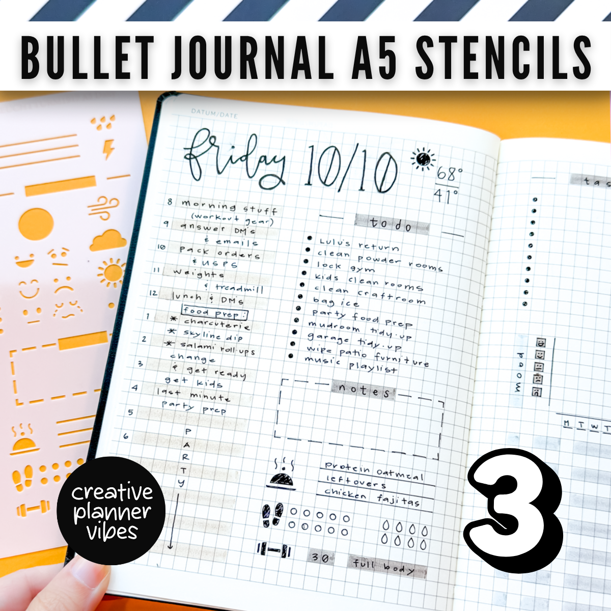 Bullet Journal Stencils and Full Page Templates image 3