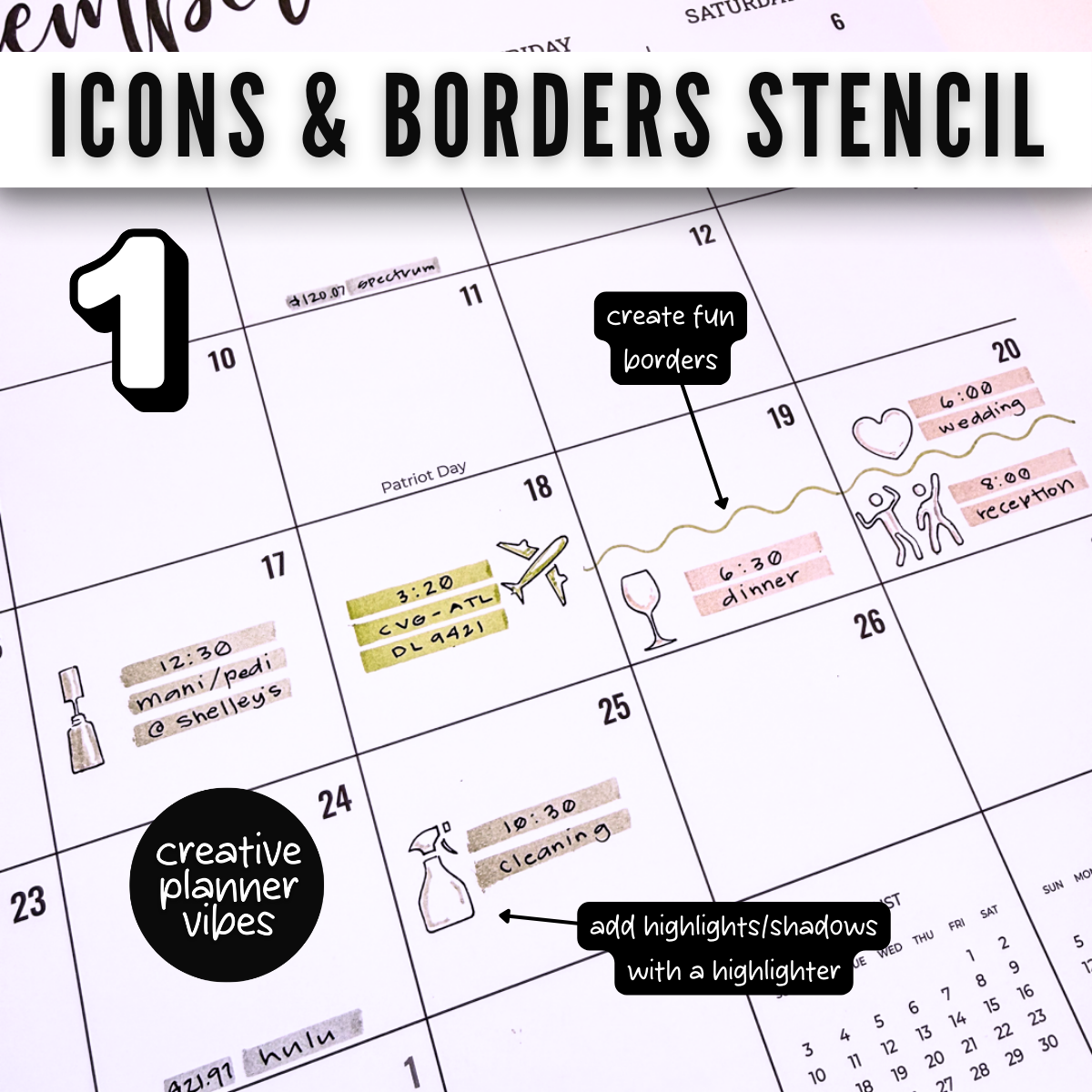 Icons and Borders Stencils image 5