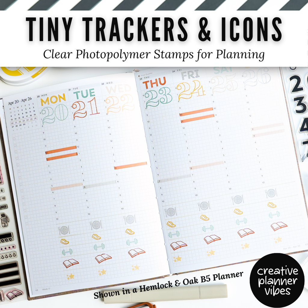 Tiny Trackers & Icons | Clear Photopolymer Stamps for Planning | 4" x 8" image 9