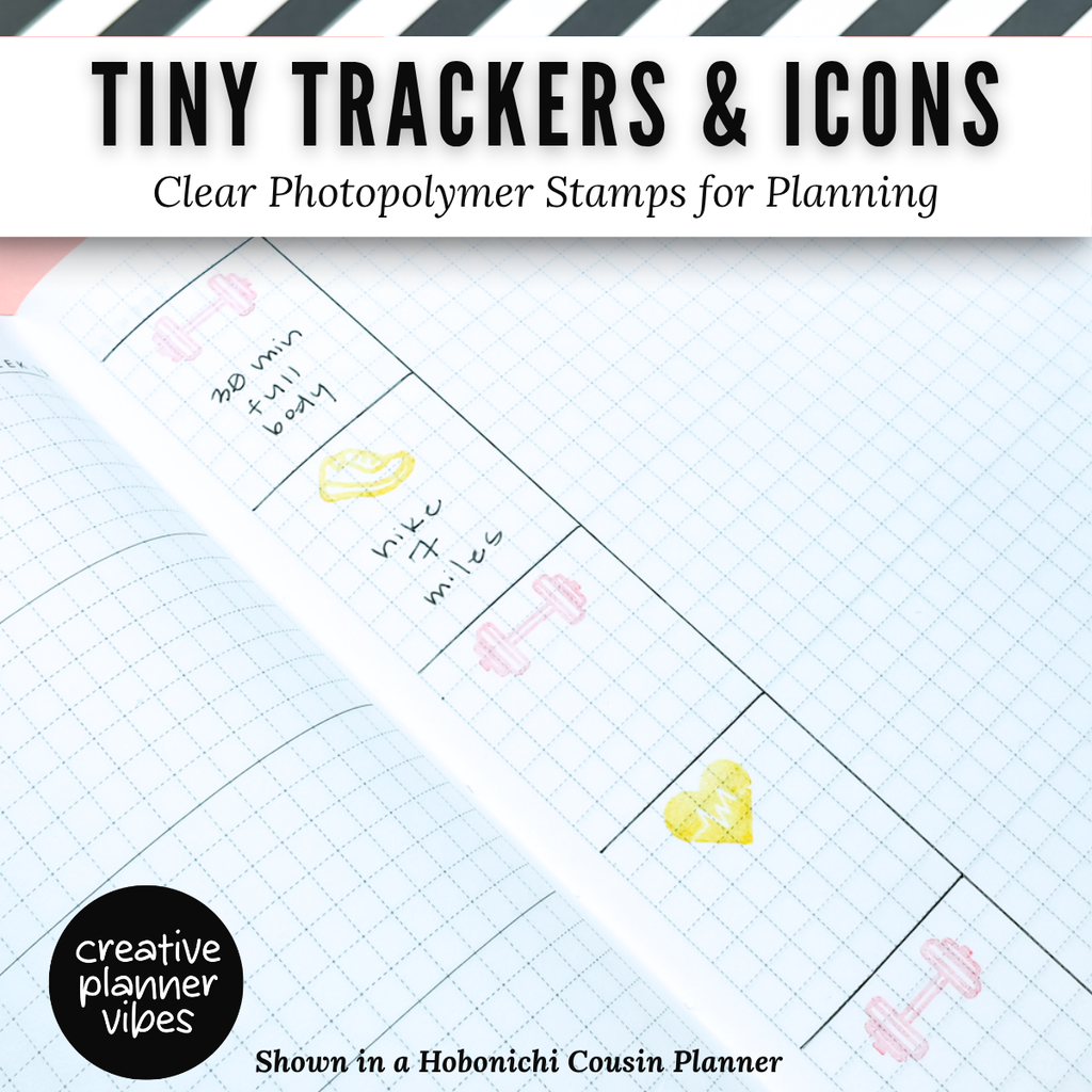 Tiny Trackers & Icons | Clear Photopolymer Stamps for Planning | 4" x 8" image 15