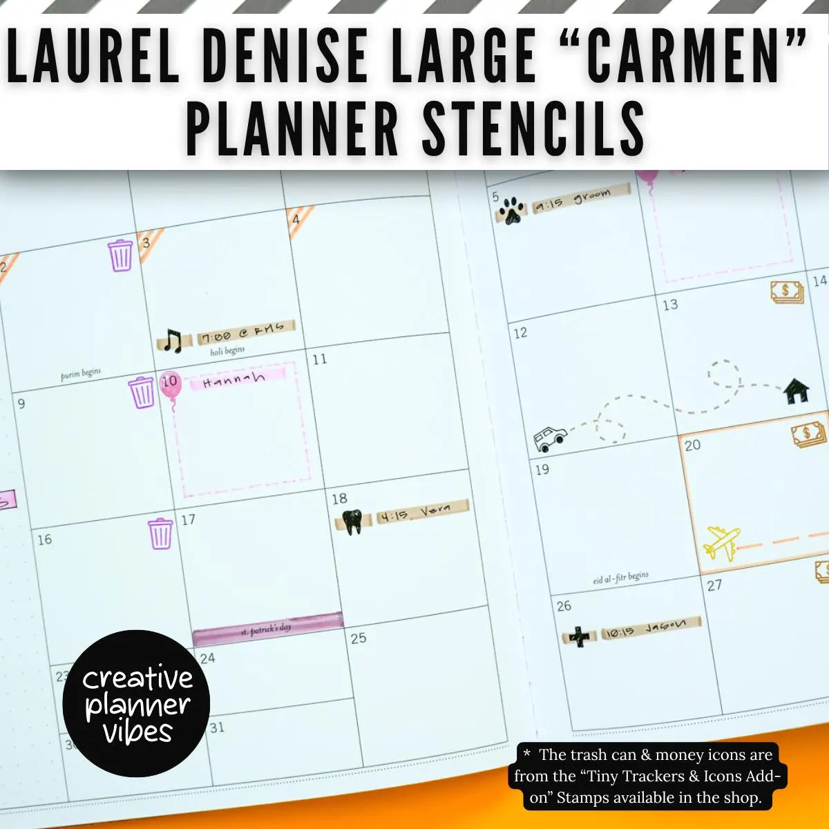 Laurel Denise Large "Carmen" Planner Stencils image 12