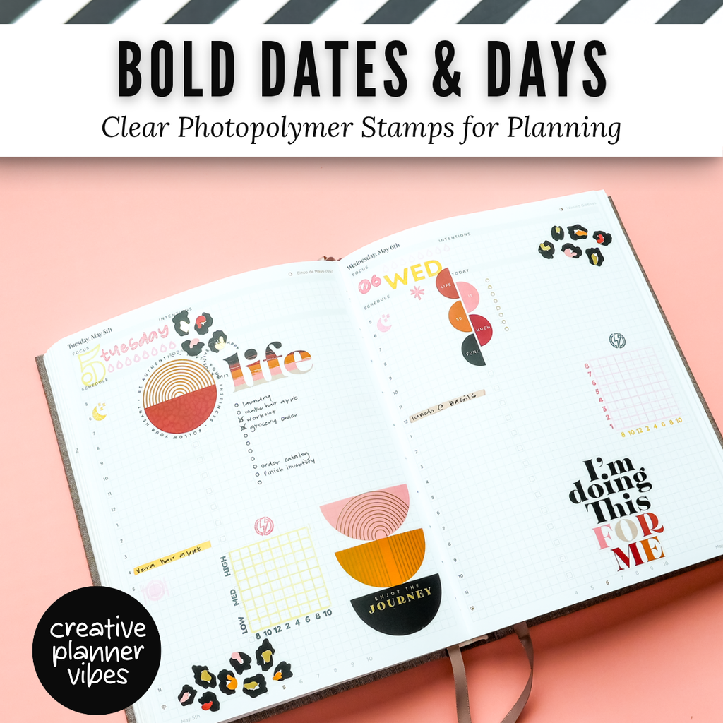Bold Dates & Days Clear Photopolymer Stamps for Planning | 4" x 8" image 10
