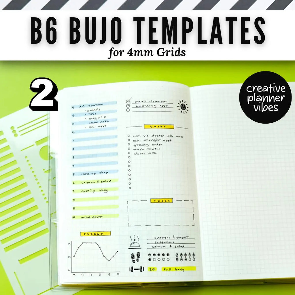 B6 Size | 4mm Grid Full Page Templates & Stencils for Planners, Notebooks, Bullet Journals image 7