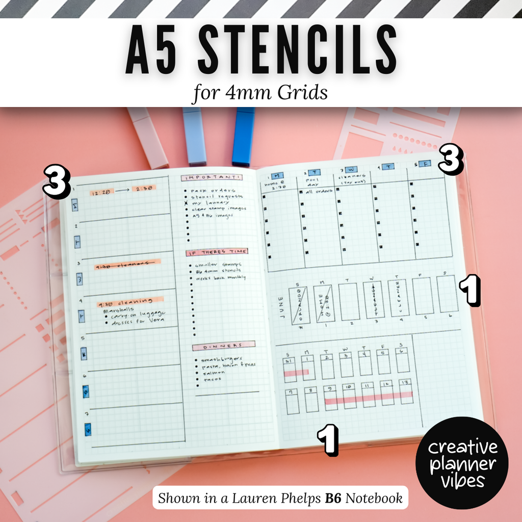 A5 | 4mm Grid Full Page Templates & Stencil image 20