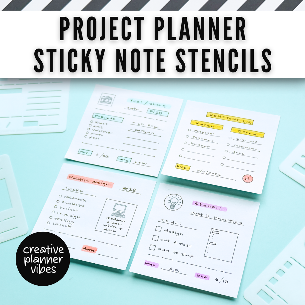 Project Planner Stencils 3"x3" | Pack of 4 | Kanban & Project Management image 2