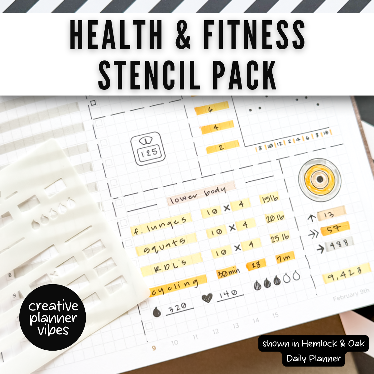 Health & Fitness Tracking Stencils 6-Pack image 9