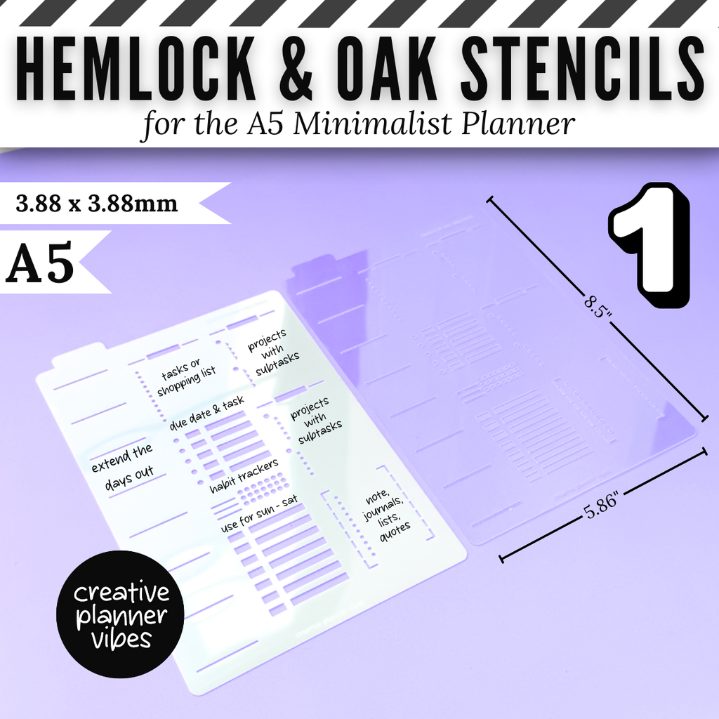 Hemlock & Oak A5 Minimalist Planner Stencils and Full Page Templates image 3