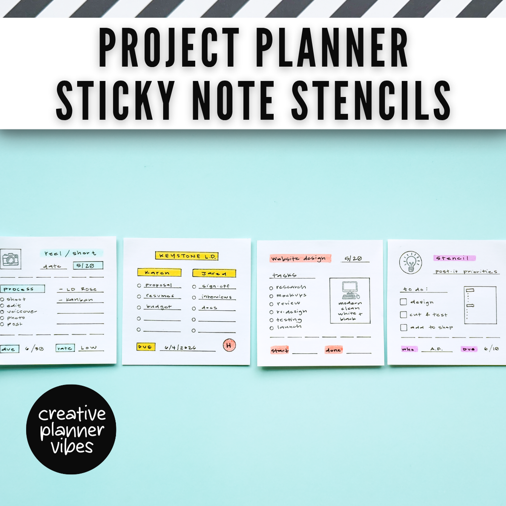 Project Planner Stencils 3"x3" | Pack of 4 | Kanban & Project Management image 6