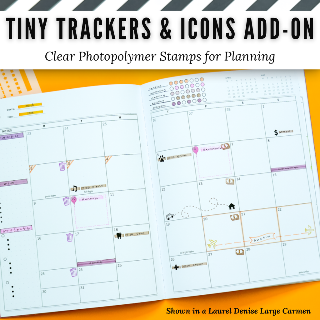 Tiny Trackers & Icons Add-on | Clear Photopolymer Stamps for Planning | 4" x 8" image 8