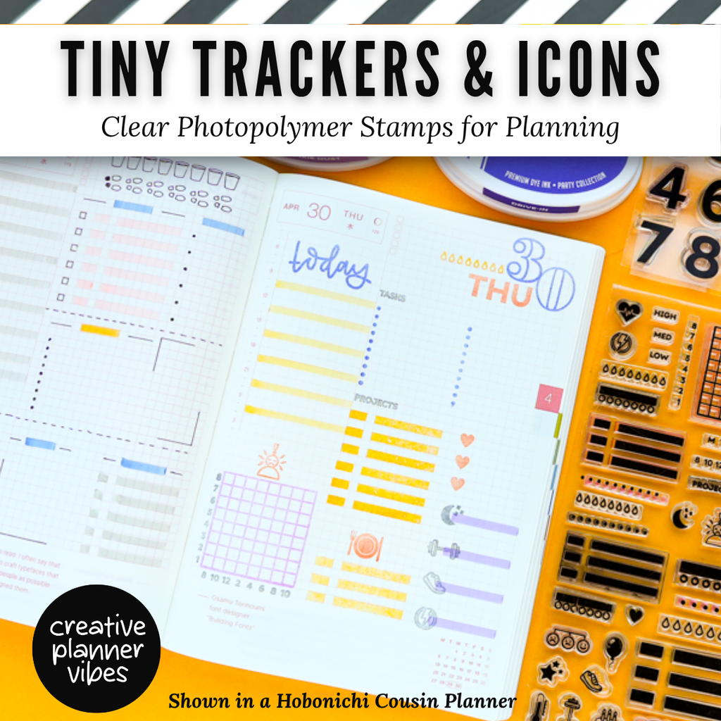 Tiny Trackers & Icons | Clear Photopolymer Stamps for Planning | 4" x 8" image 7