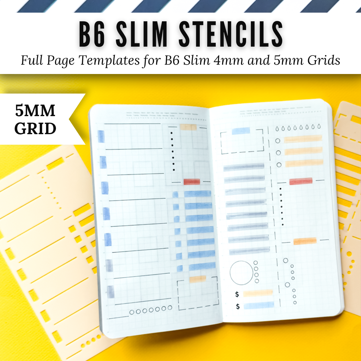 B6 Slim | 4mm and 5mm Full Page Templates & Stencils image 12