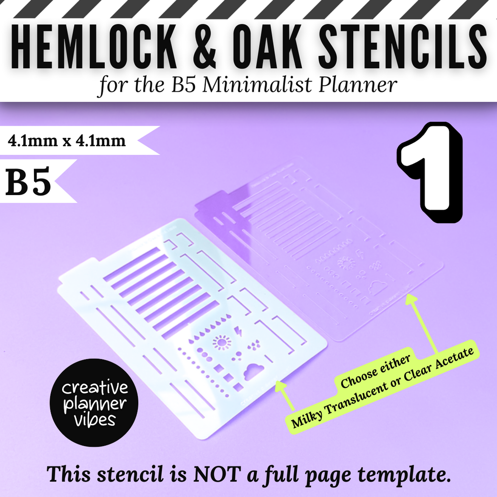 Hemlock & Oak B5 Minimalist Planner Stencils image 3
