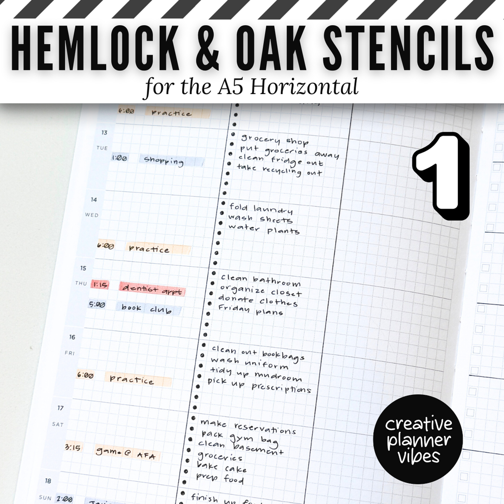 Hemlock & Oak A5 Horizontal Planner Stencils and Full Page Templates image 8