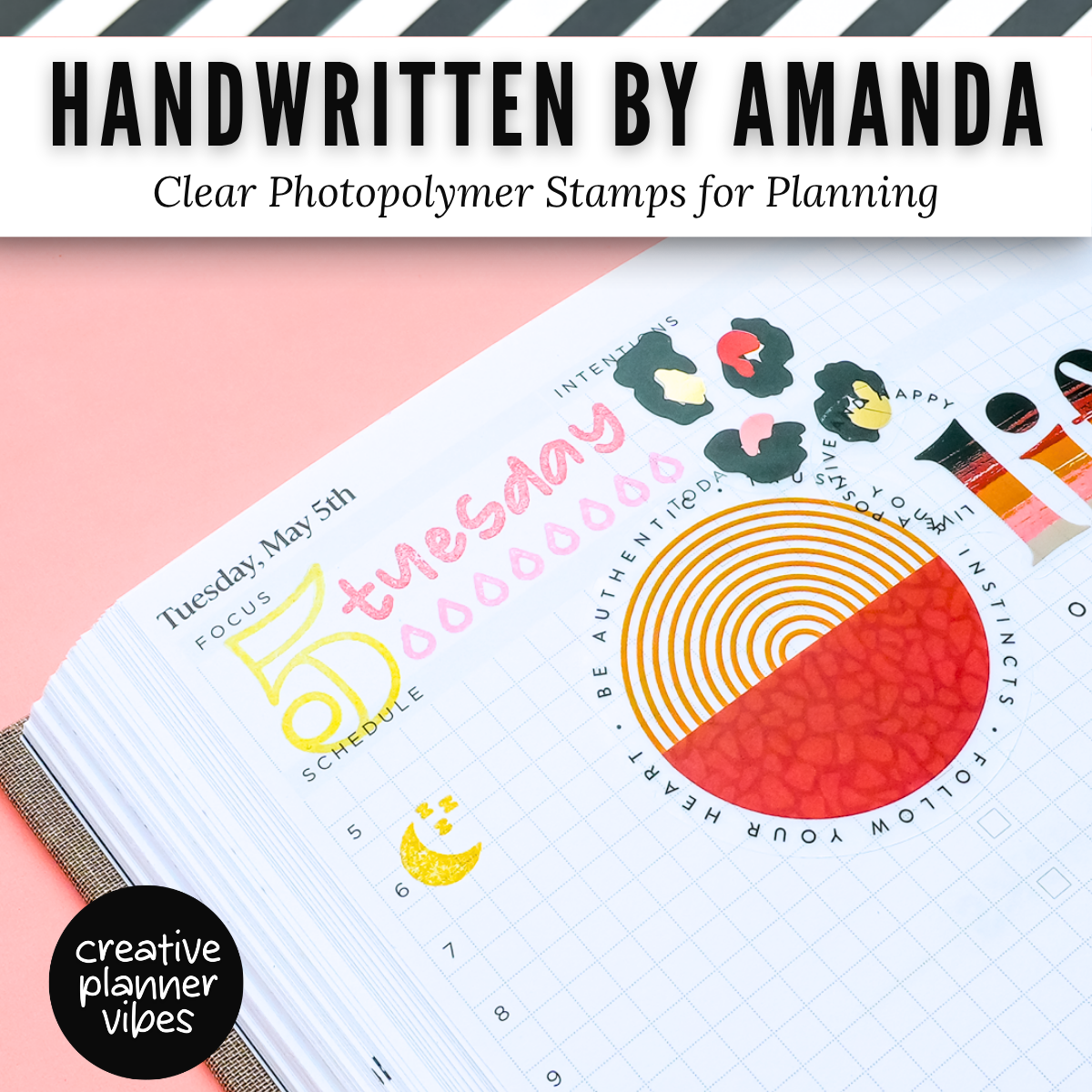 Handwritten by Amanda | Clear Photopolymer Stamps for Planning | 4" x 8" image 10