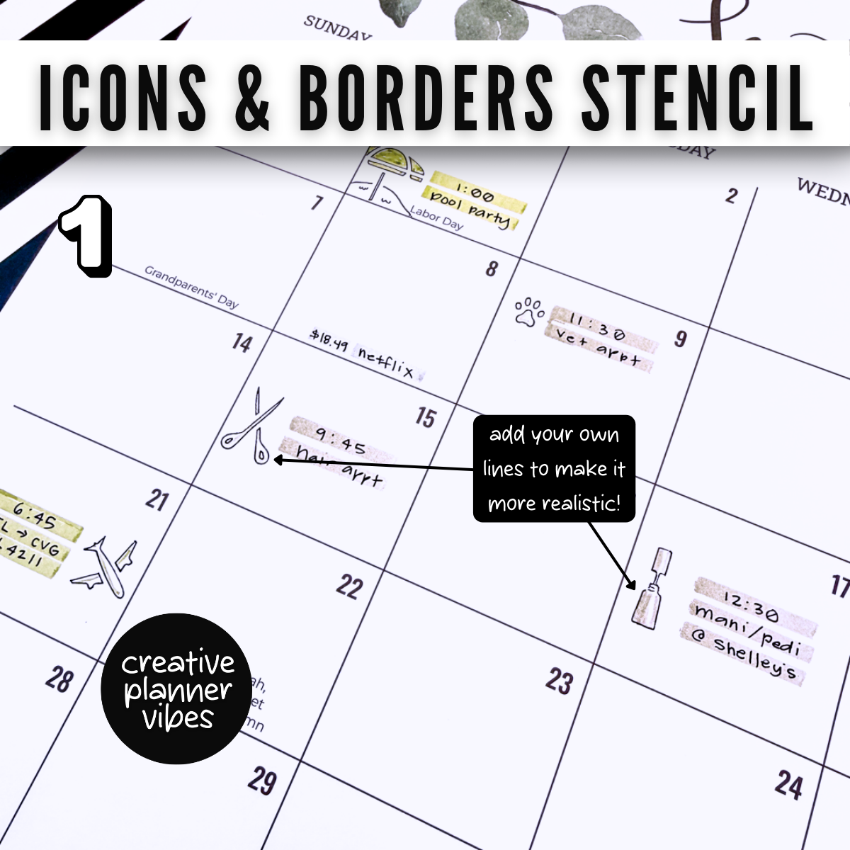 Icons and Borders Stencils image 7