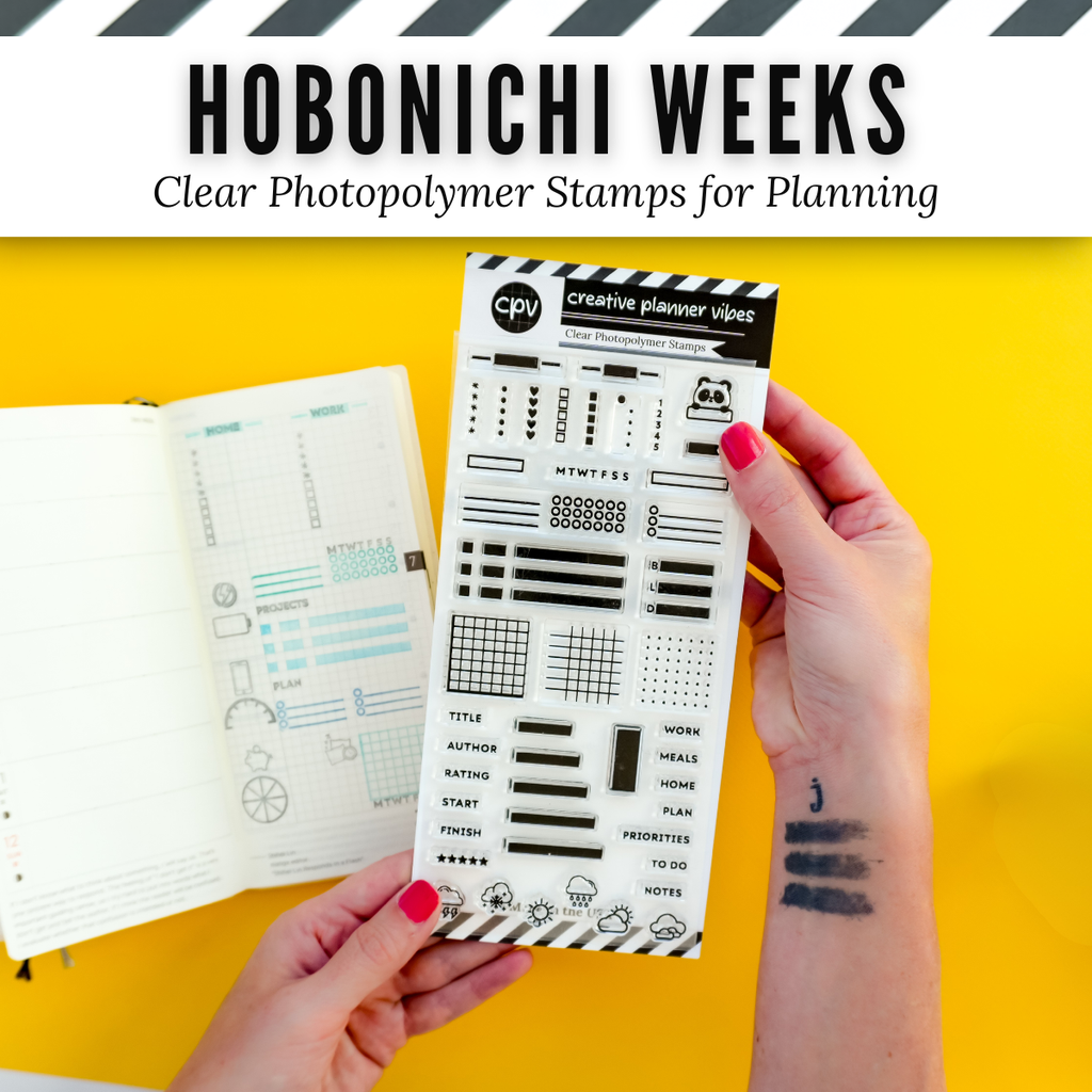Hobonichi Weeks Everyday Essentials Clear Stamp Set | Clear Photopolymer Stamps for Planning | 4" x 8" image 0