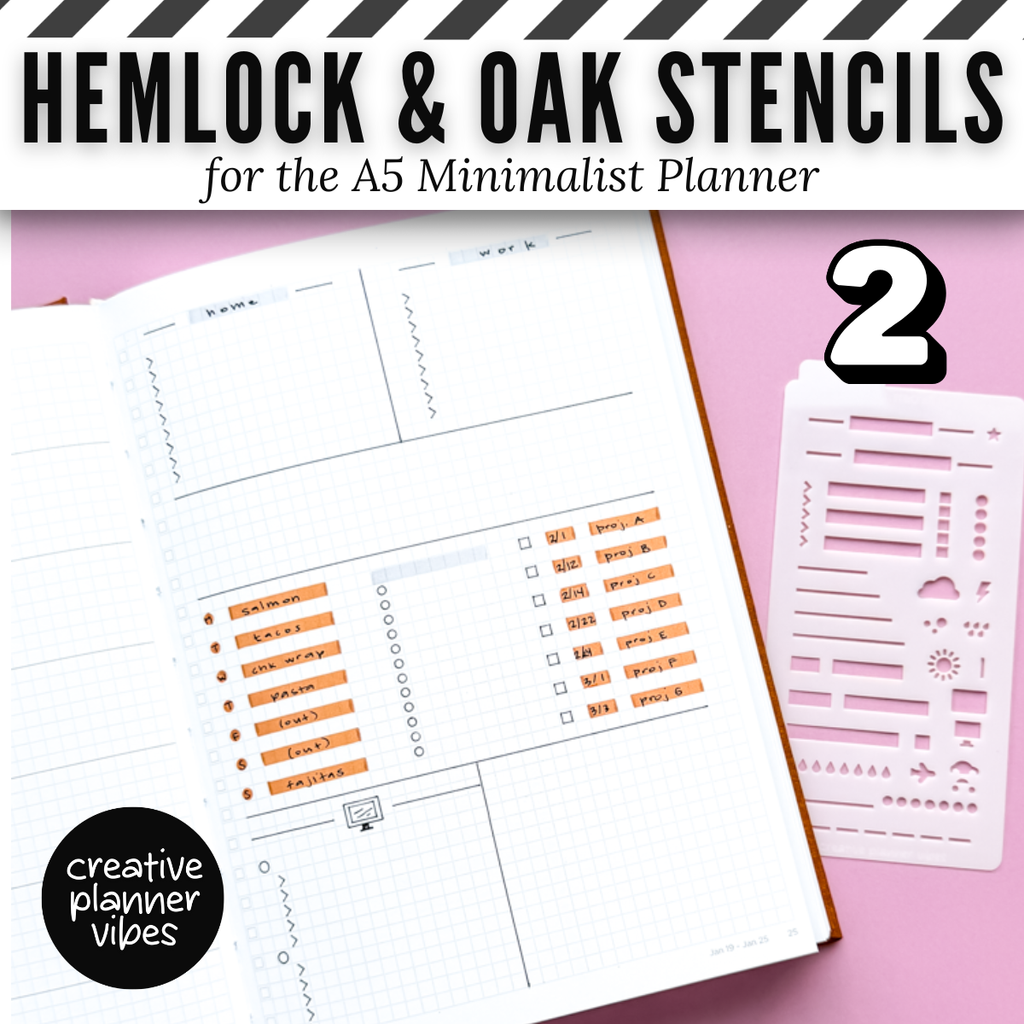 Hemlock & Oak A5 Minimalist Planner Stencils and Full Page Templates image 12